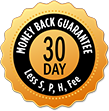 30 Day Money Back Guarantee, less shipping, processing, handling, fee